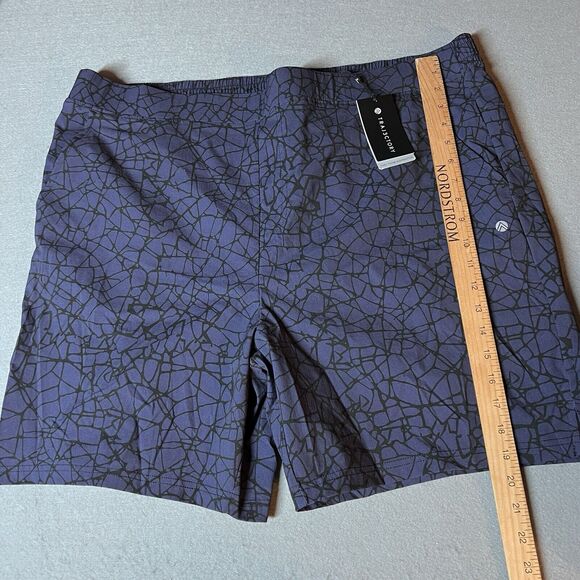 Traj3ctory Athletic Shorts Men XXL Blue Black Web Print Zip Pocket P7-24 Wicking - Picture 9 of 12